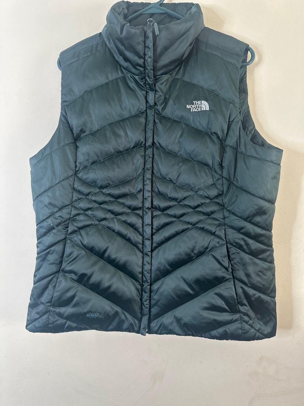 North Face Aconcagua Full Zip 550 Green Down Puffer Vest Jacket Women's XL 10